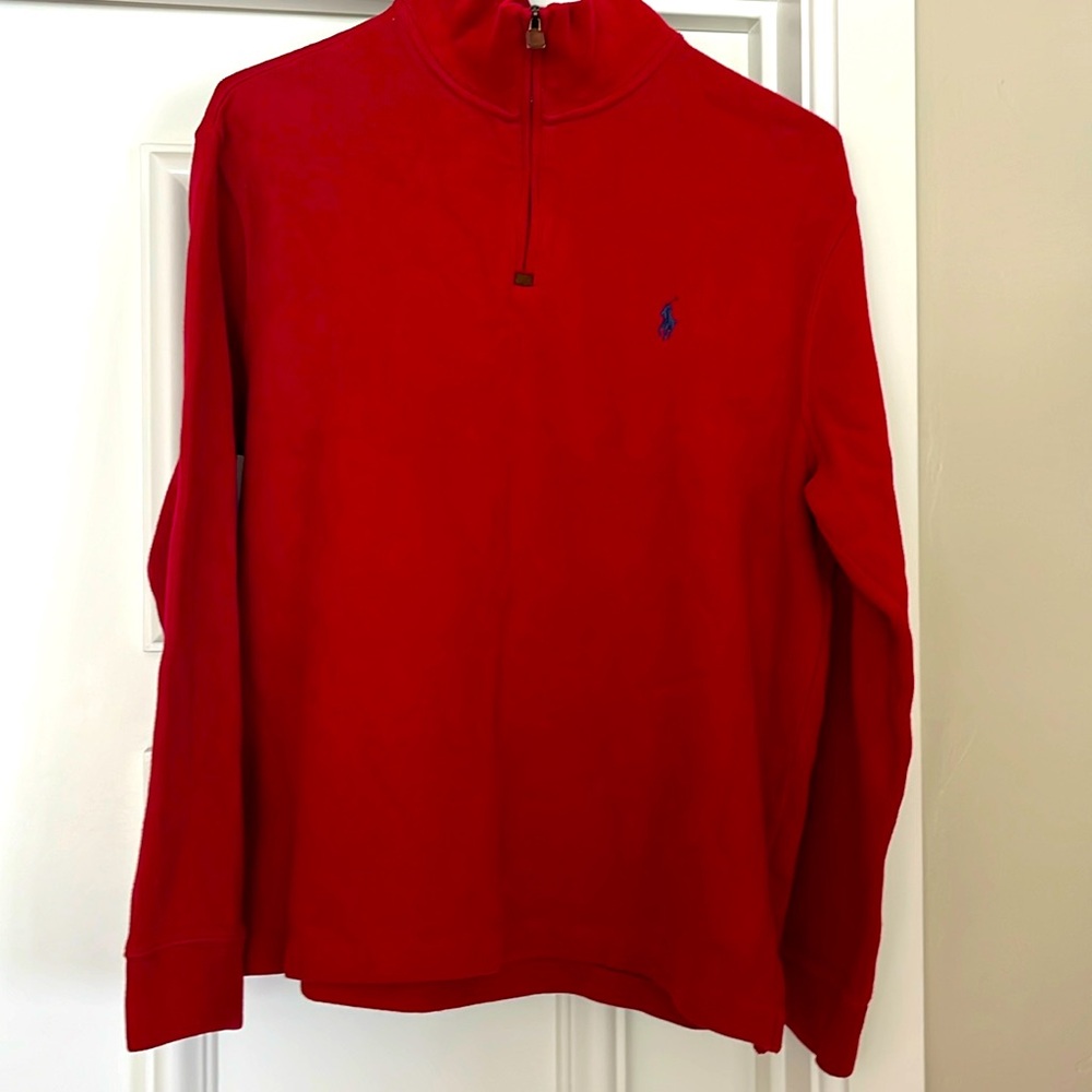 Men’s polo, Ralph Lauren quarter zip sweater EUC L